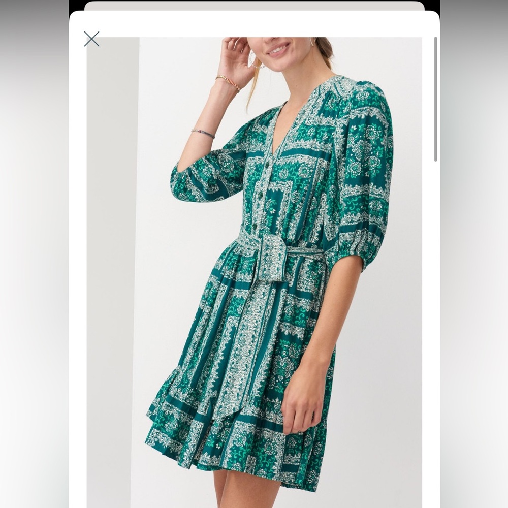 Women’s Porridge Green Paisley Mini Dress - Size Small